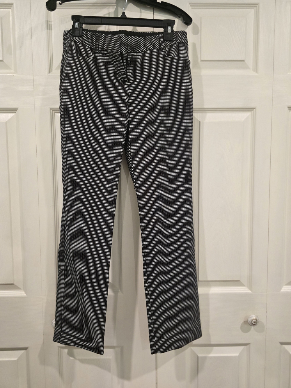 Express Black Pants with White Micro-Check Trim
